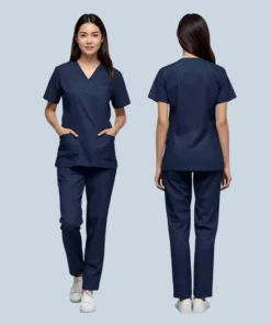 Womens Cotton Scrubs Navy Blue
