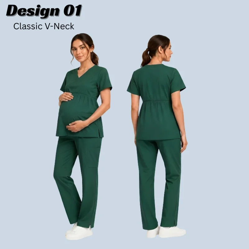 Hunter Green Maternity Scrubs | Soft & Stretchable Scrubs 1 Hunter Green Maternity Scrubs