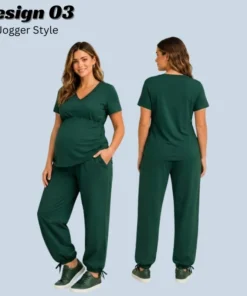 Jogger Style Hunter Green maternity scrub set