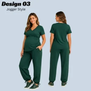 Hunter Green Maternity Scrubs | Soft & Stretchable Scrubs 7 Jogger Style Hunter Green maternity scrub set