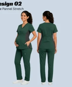Side Pannel Stretch Hunter Green pregnancy scrub set
