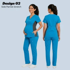 Caribbean Blue Maternity Scrubs | Superior Comfort With Durability 7 Side Pannel Stretch Caribbean Blue Maternity Scrubs