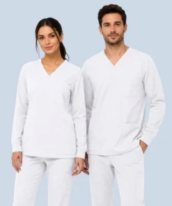 white long sleeve scrub tops