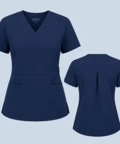 Mock wrap scrub top
