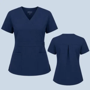 Mock wrap scrub top