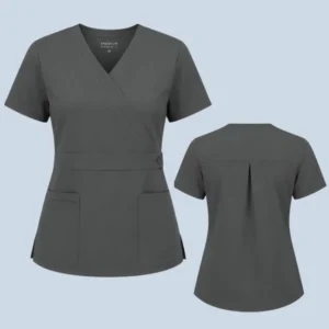 high quakity women and men mock wrap scrubs top