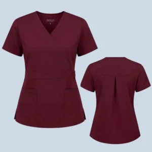 premium mock wrap scrub tops
