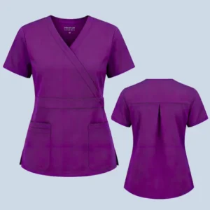 scrub tops in mock wrap