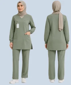 Luxury Modest Muslim Medical Scrub Set For Women