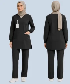 Luxury Modest Muslim Medical Scrub Set For Women 6 modest scrubs 3