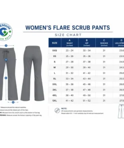 Women's Flare Scrub Pants | 4-Way Stretch & Durable Bottoms 11 flare scrub pants size chart