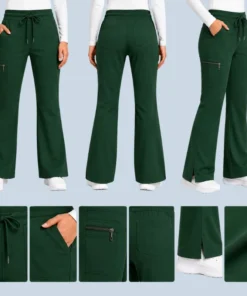 Women's Flare Scrub Pants | 4-Way Stretch & Durable Bottoms 10 Green flare scrub pants for woman