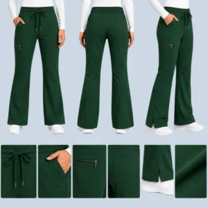 Women's Flare Scrub Pants | 4-Way Stretch & Durable Bottoms 10 Green flare scrub pants for woman