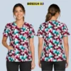 zoe and chloe scrub tops, front back view