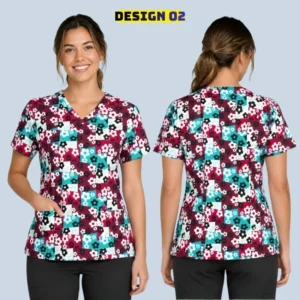 zoe and chloe scrub tops, front back view