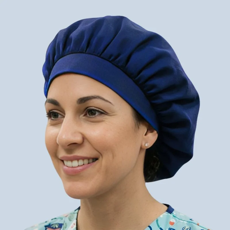 Premium Comfort Bouffanr Scrub Caps- Pack of 3 (Navy, Black, & Sweet Treats Print) - Image 2