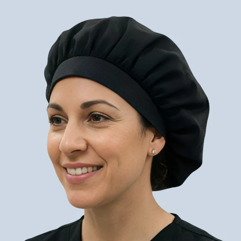 Premium Comfort Bouffanr Scrub Caps- Pack of 3 (Navy, Black, & Sweet Treats Print) - Image 3